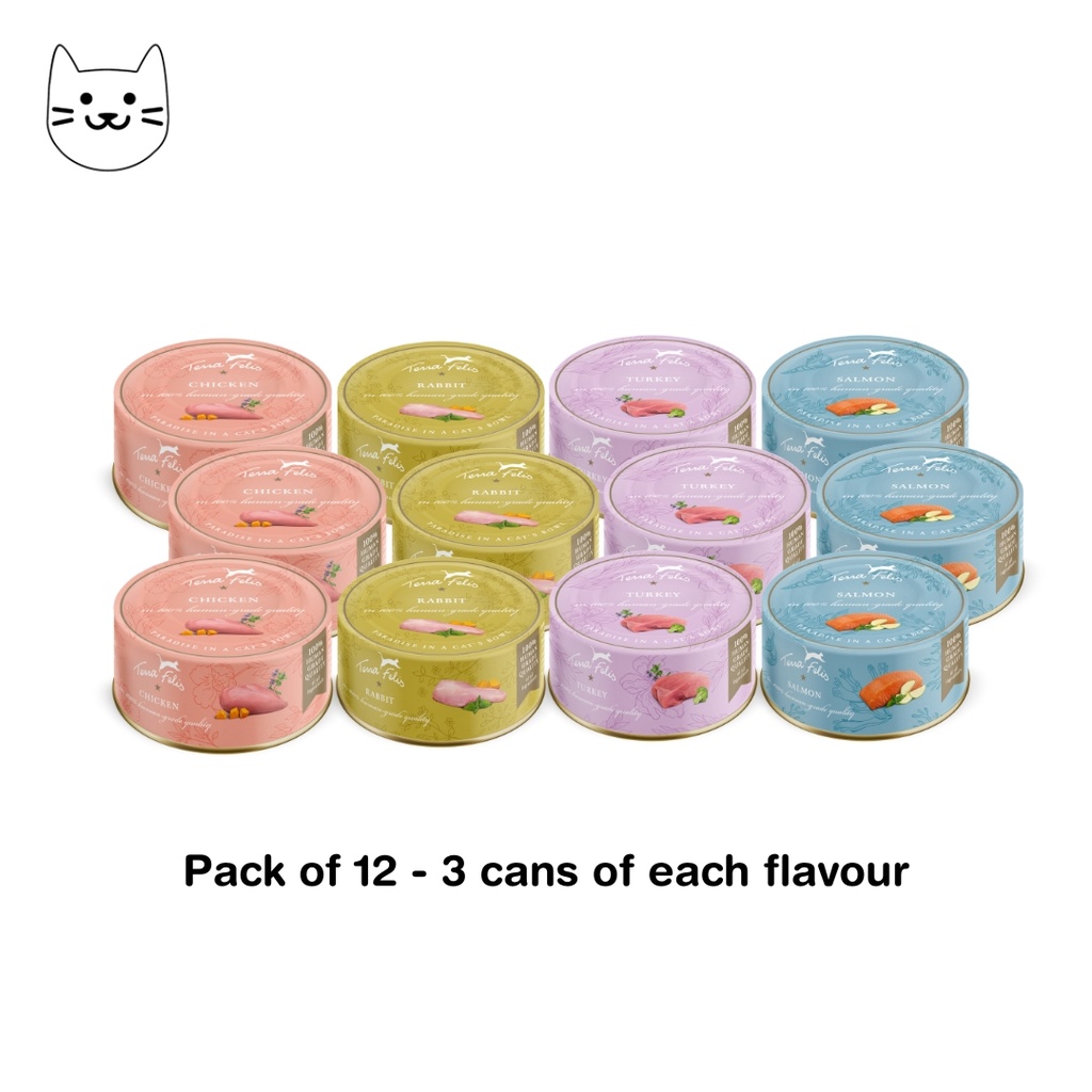 TERRA FELIS MONO - Gourmet Pack (Chicken, Salmon, Rabbit, and Turkey) - 80g